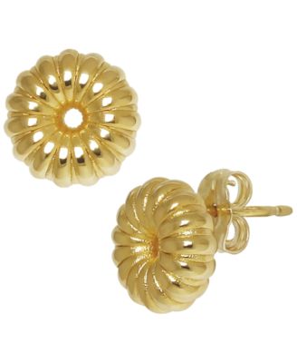  Ribbed Donut Stud Earrings in 14k Yellow Gold