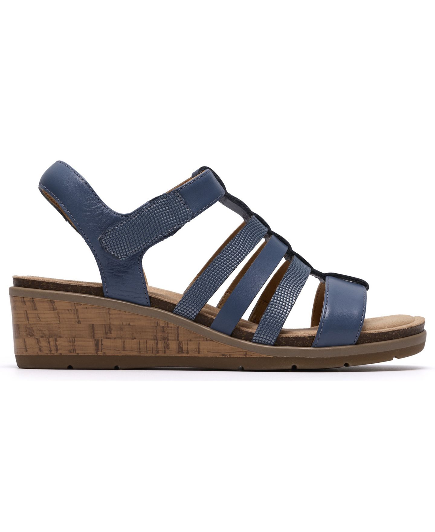 Женские сандалии Clarks Kacha Step Wedge, цвет: Джинсовый синий кожаный — фото 2