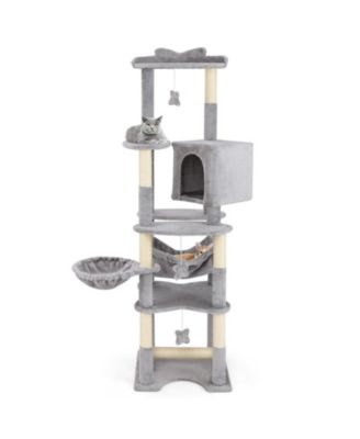 69 in Multi-Level Cat Tree with Top Perch Cozy Condo and Hammock