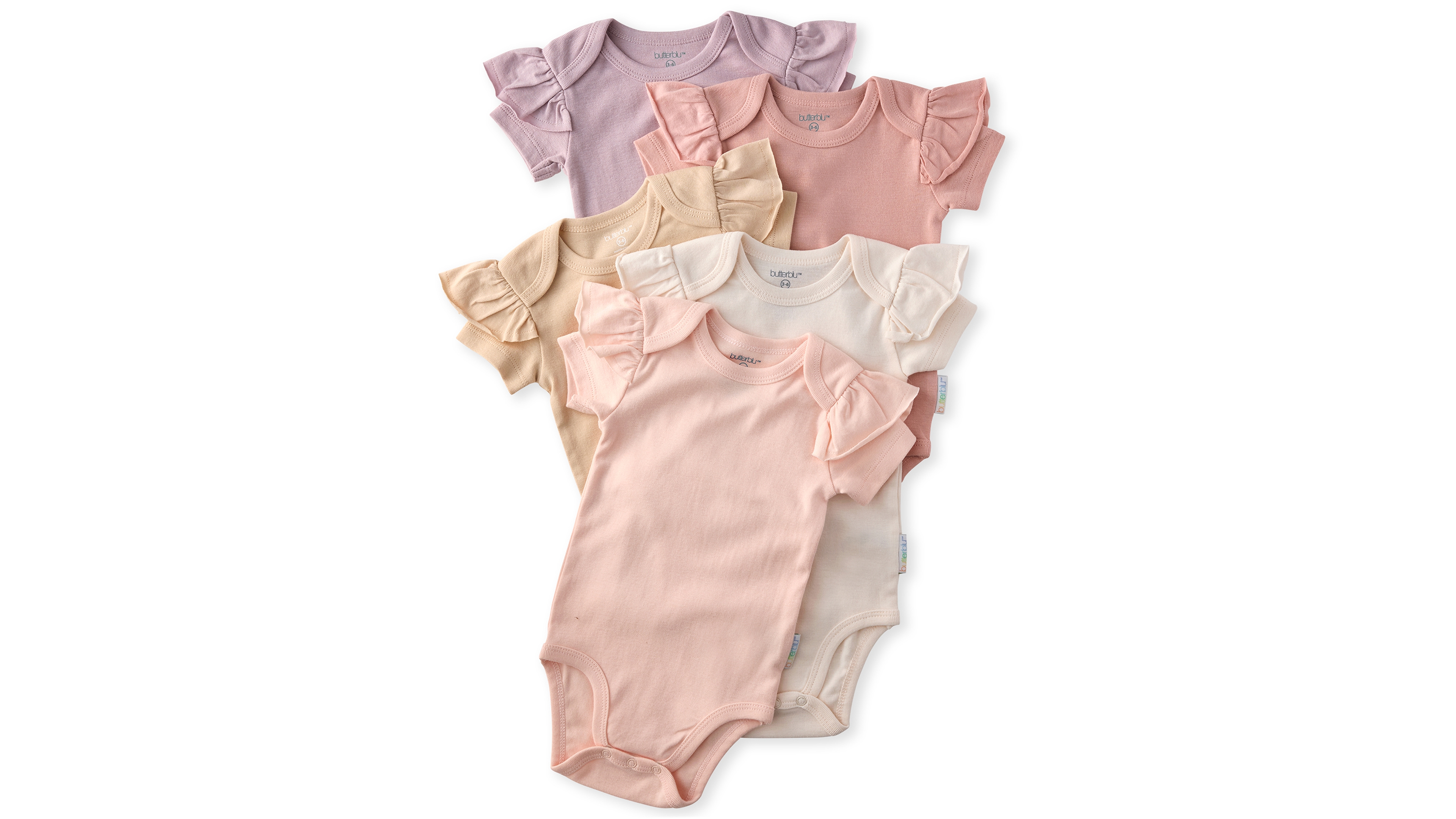 butterblu Baby Girls' Rory Ruffle Shoulder Bodysuits, 5-Pack