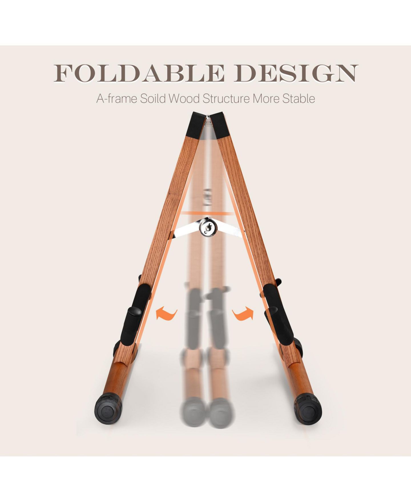 Детские фигурки Yescom Wooden Folding Guitar Stand with Foam Arms fits for Acoustic Guitars, Ukuleles, Violins A-frame Floor Instrument Display Recording Studios, цвет: Коричневый — фото 5