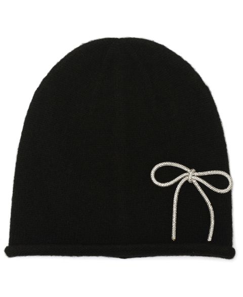 Женская шапка Kate Spade New York Embellished Bow Knit, цвет: Чёрный