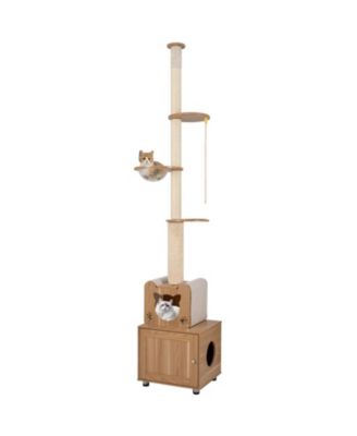 101 in Floor to Ceiling Cat Tree Height Adjustable With Litter Box Enclosure