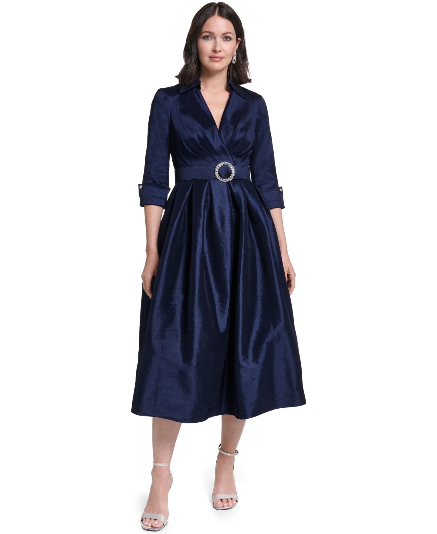 Женское платье Jessica Howard Petite Wedding Guest 3/4-Sleeve Embellished, цвет: Тёмно-синий — фото 1