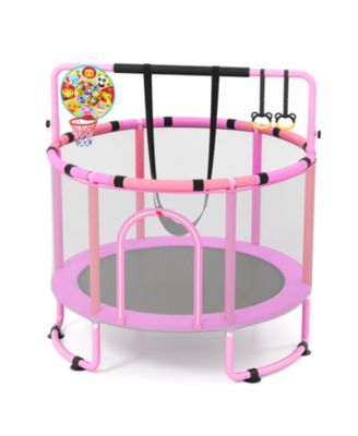 60-Inch 6-in-1 Toddler Trampoline with Gymnastics Bar and Swing, Gymnastics Bar Rated to 120 lbs, Ages 3+