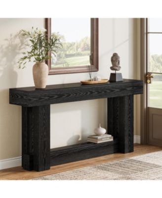 160cm Narrow Console Table, Rustic Industrial Sofa Table with Wood Grain, for Behind Couch, Hallway, Entrance Hall, Easy Assembly
