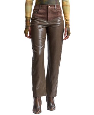 Women's High-Rise Yoke Slim Polyurethane Pants