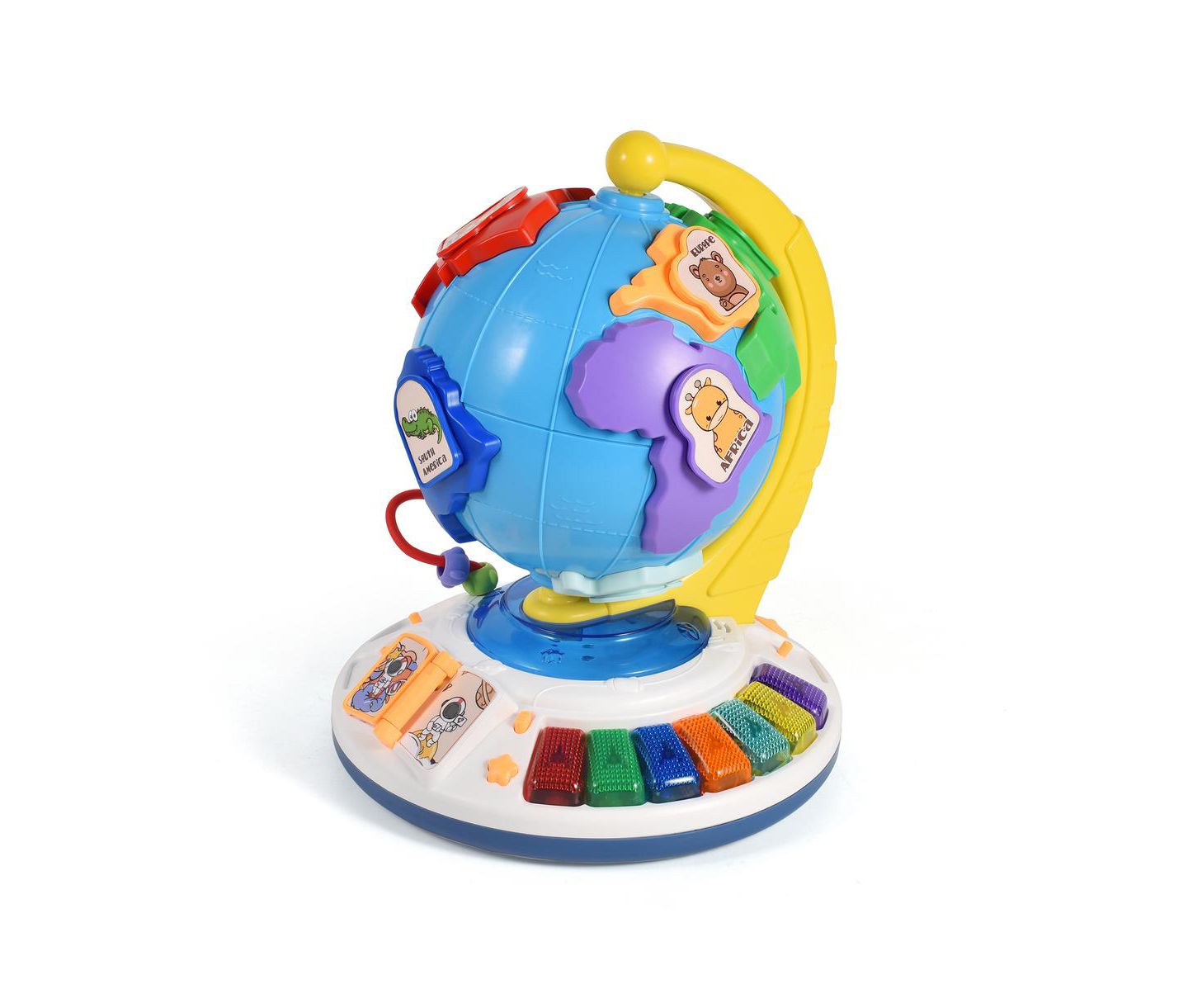 Детская игрушка Bruce & Shark 5-in-1 Interactive Globe with Light & Sound, Piano, Puzzle, Bead Maze Toy, цвет: Синий — фото 3