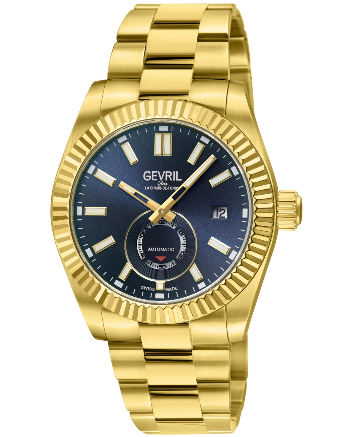 Gevril Men's Swiss Made West Village Swiss Automatic Ip Gold Stainless Steel Bracelet Watch