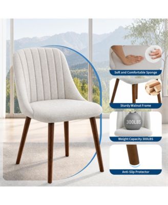 Set of 2 Mid Century Modern Fabric Dining Chairs, High Back Upholstered Side Accent Chairs with Wood Legs for Kitchen Living Room Bedroom