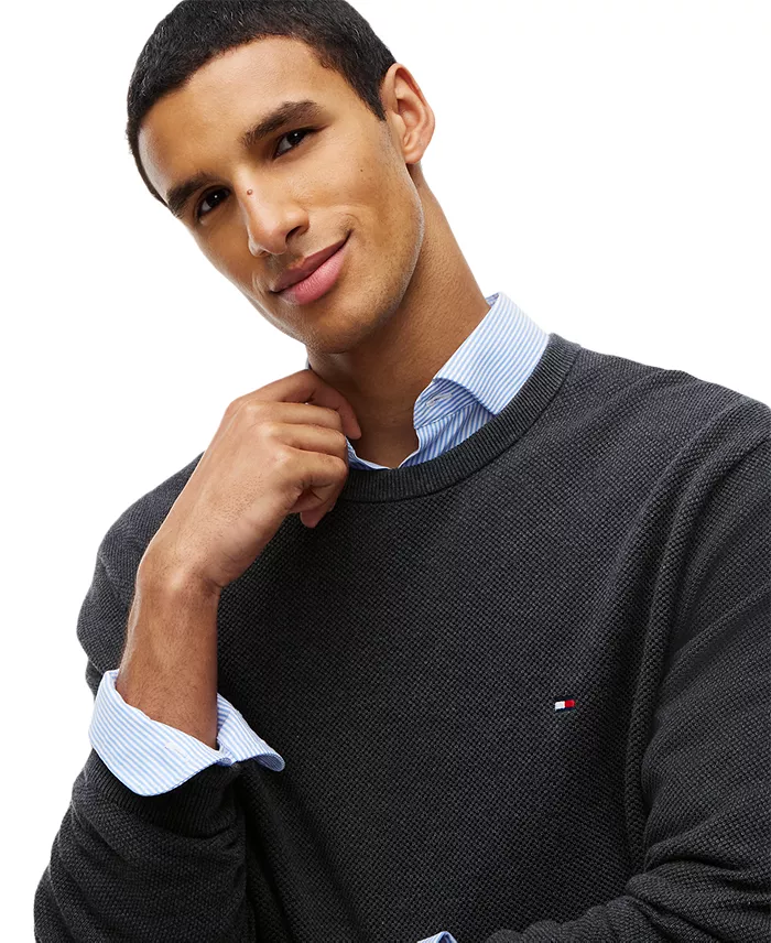 Men's Essential Texture Cotton Crewneck Sweater - thumbnail 7