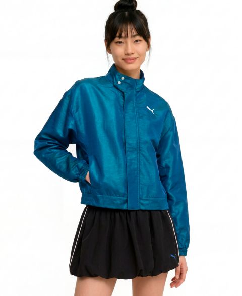 Женская куртка Puma Pearlized Water-Resistant Woven Long-Sleeve Jacket, цвет: Тёмно-синий