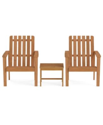 Square Acacia Wood Patio Side Table Set of 2 with Slatted Tabletop