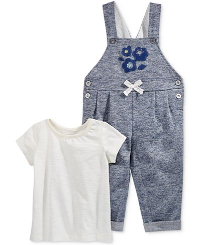First Impressions 2-Pc. T-Shirt & Marled Overall Set, Baby Girls (0-24 months), Only at Macy's