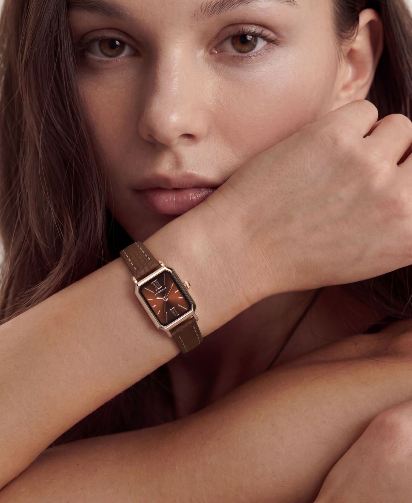 Женские часы ADORNIA Gold Lisbon Brown Leather Band and Brown Face Watch — фото 3