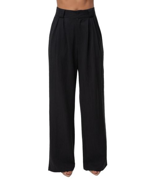 Женские брюки JLUXLABEL High-Waist Wide-Leg Pleated Stay Ready, цвет: Чёрный