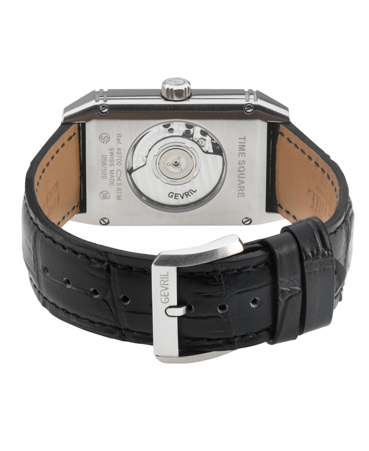 Gevril Men's Swiss Made Time Square Swiss Automatic Italian Leather Strap Watch