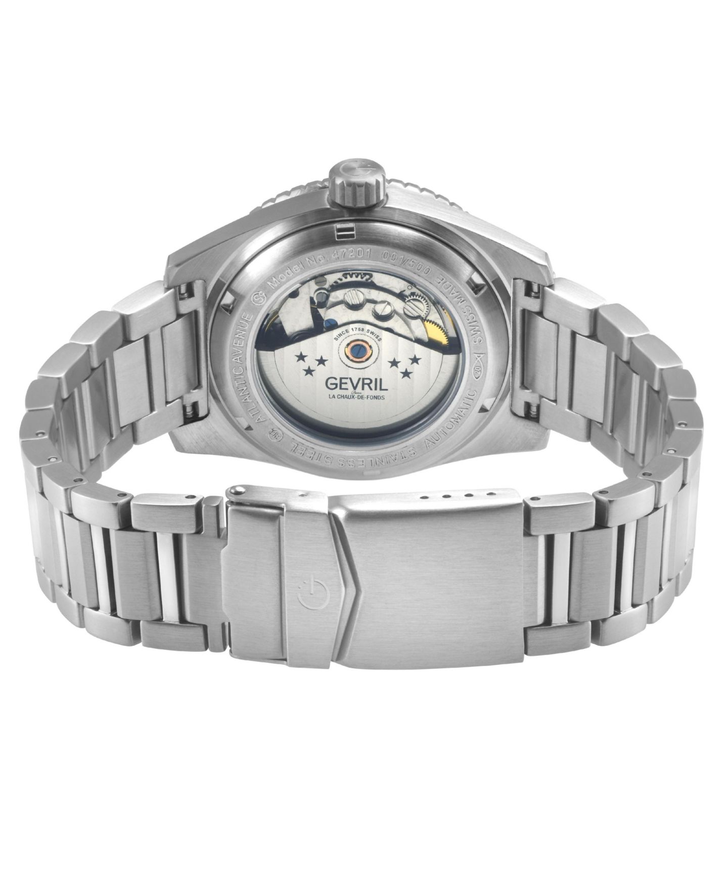 Мужские часы Gevril Swiss Made Atlantic Avenue Swiss Automatic Silver Stainless Steel Bracelet Watch — фото 2