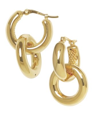 Sculptured Chubby Donut Drop Earrings in 14k Yellow Gold