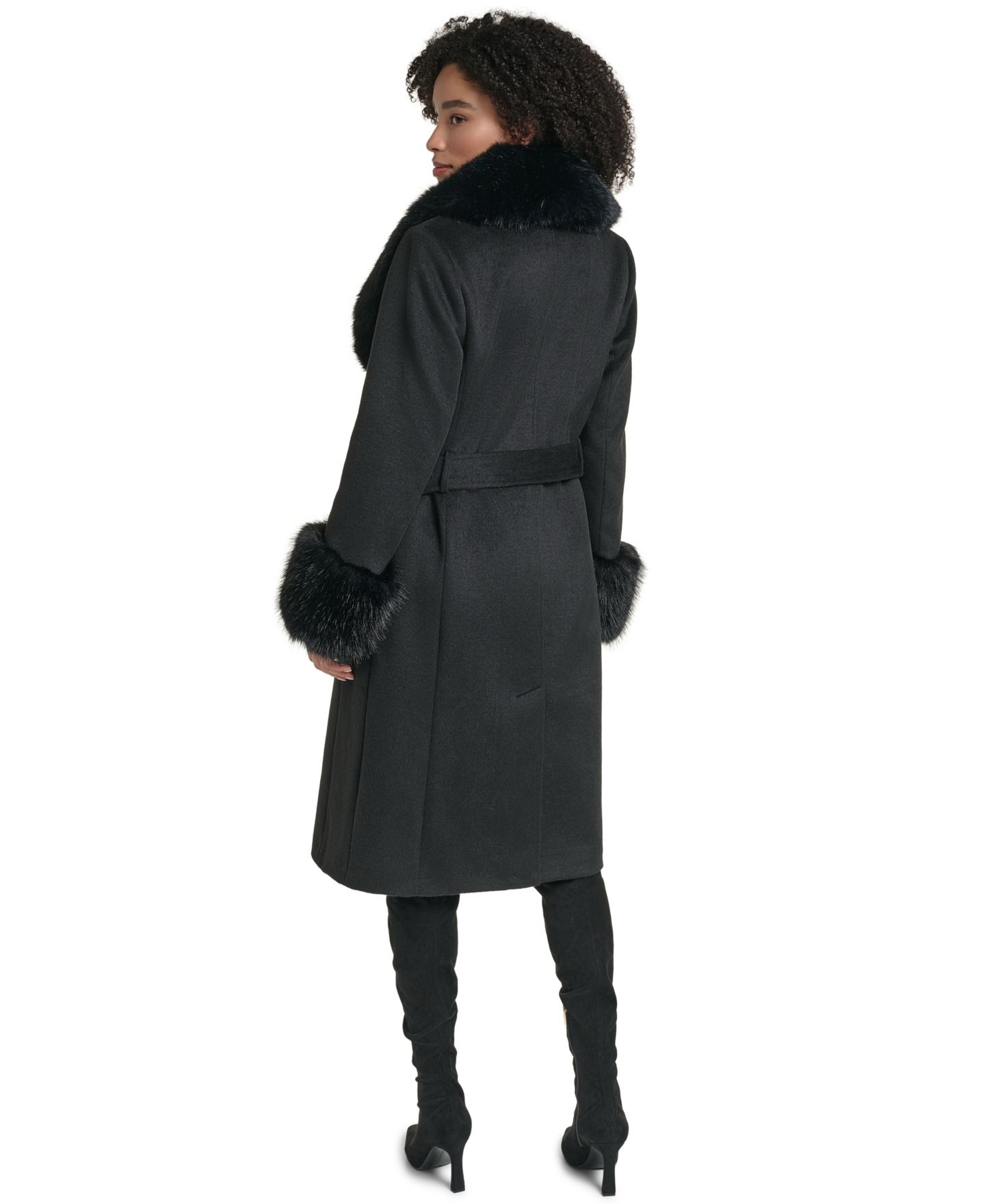 Женское пальто KARL LAGERFELD PARIS Single-Breasted Long Wool-Blend Coat, Created for Macy's, цвет: Чёрный — фото 5
