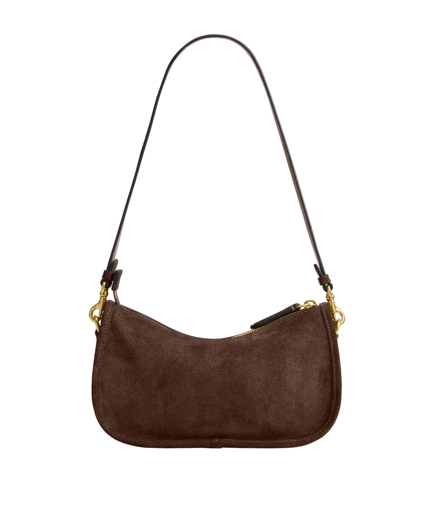 Женская сумка COACH Waverly Small Suede Shoulder, цвет: Латунный / Шоколадный — фото 2