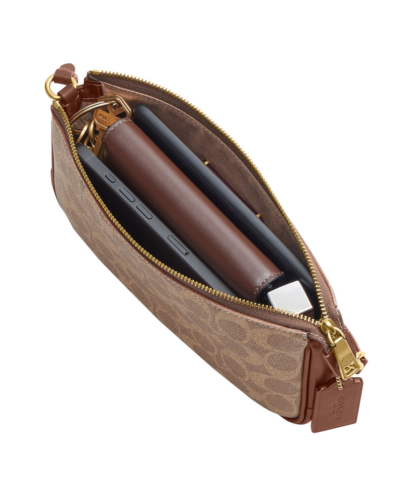 Женская сумка COACH Plaza Small Signature UpcraftedLeather Shoulder, цвет: Латунный / Рыжевато-коричневый коричневый — фото 8