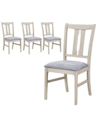Wooden Upholstered Dining Chairs Set of 4 with High Curved