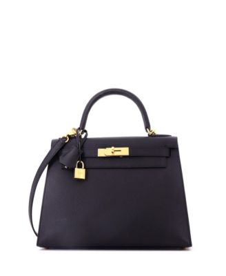 Kelly 28 Handbag Black Epsom with Gold Hardware