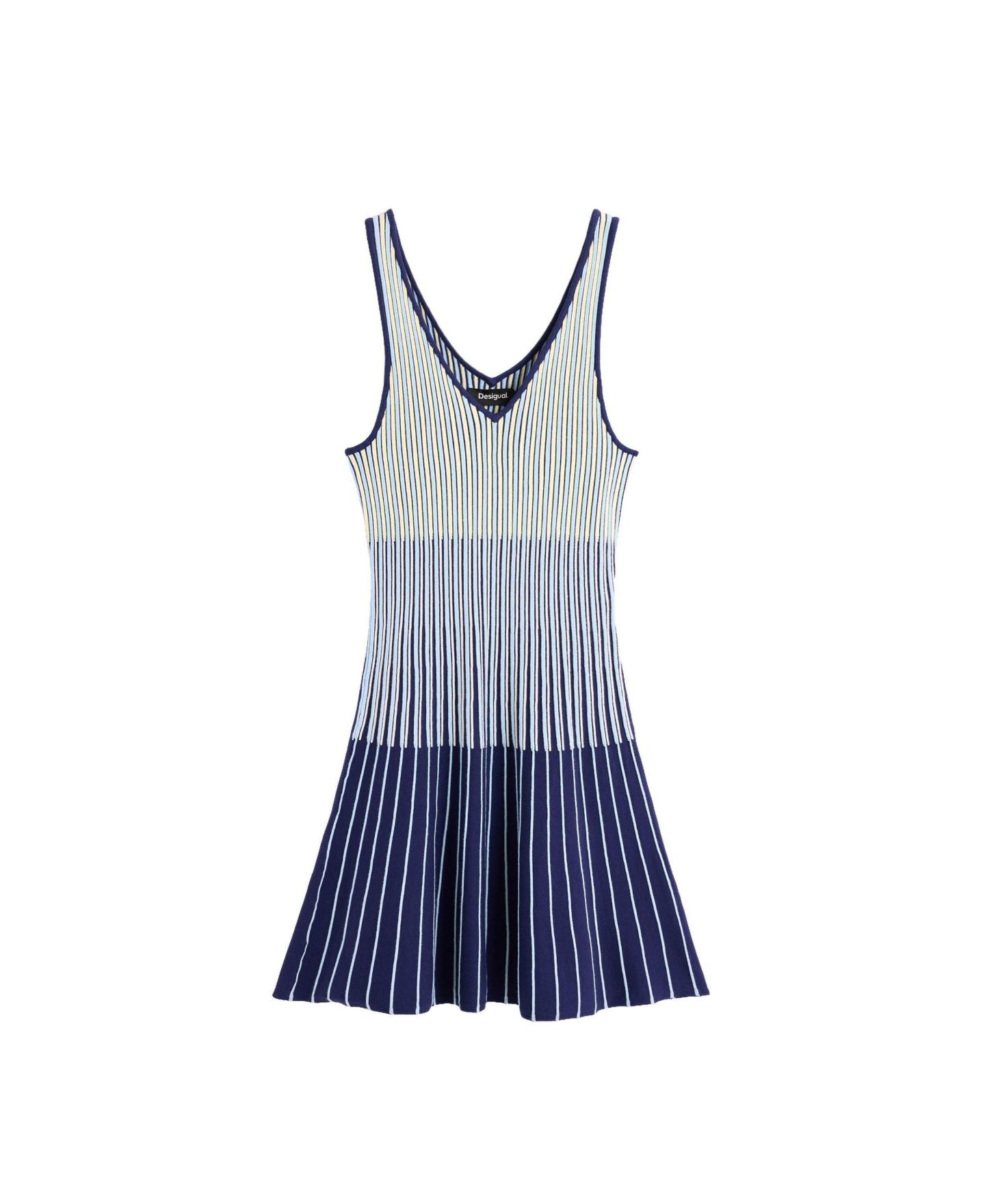 Женское платье Desigual Fit & Flare Striped Sleeveless Sweater Dress, цвет: Тёмный синий — фото 3