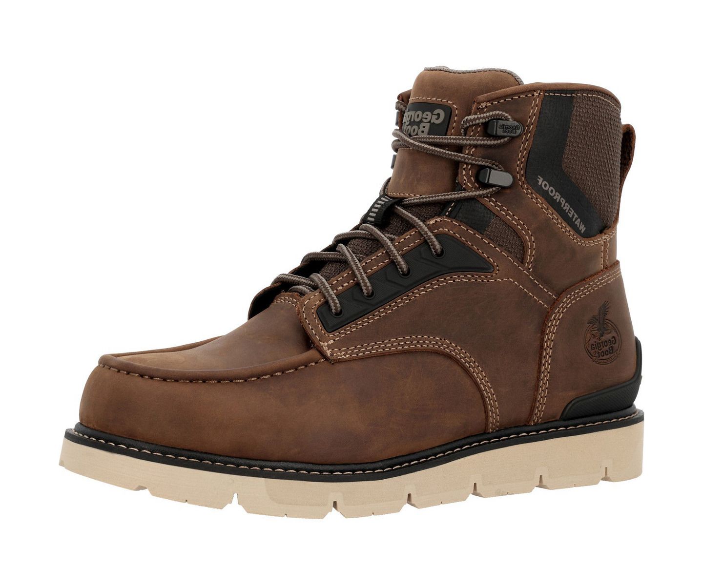 Мужские ботинки GEORGIA BOOT 6" Carbon Flex Wedge Waterproof Moc-Toe Work Boot, цвет: Коричневый — фото 5