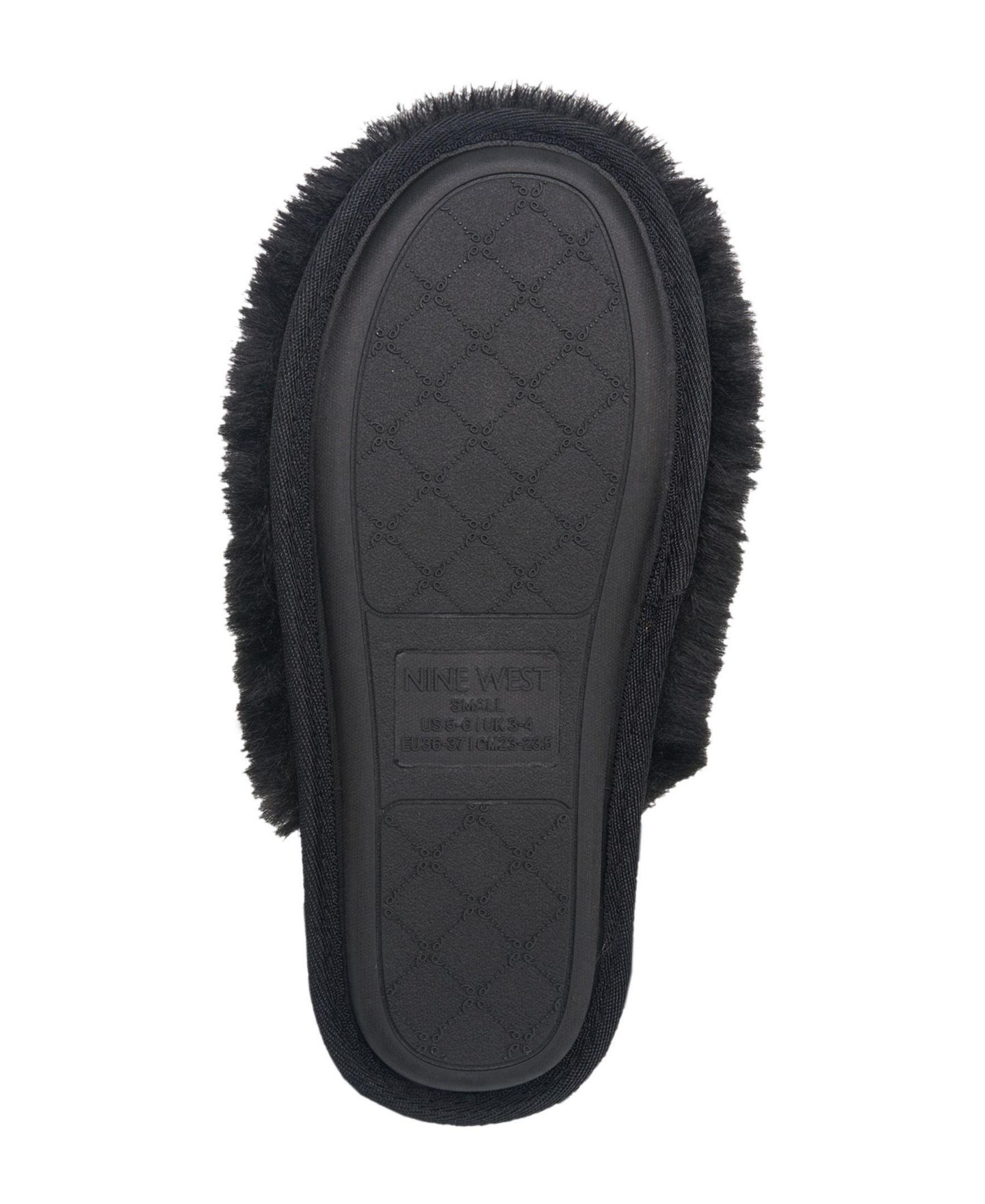 Женские тапочки Nine West Faux Fur Closed Scuff Slipper, цвет: Чёрный — фото 6