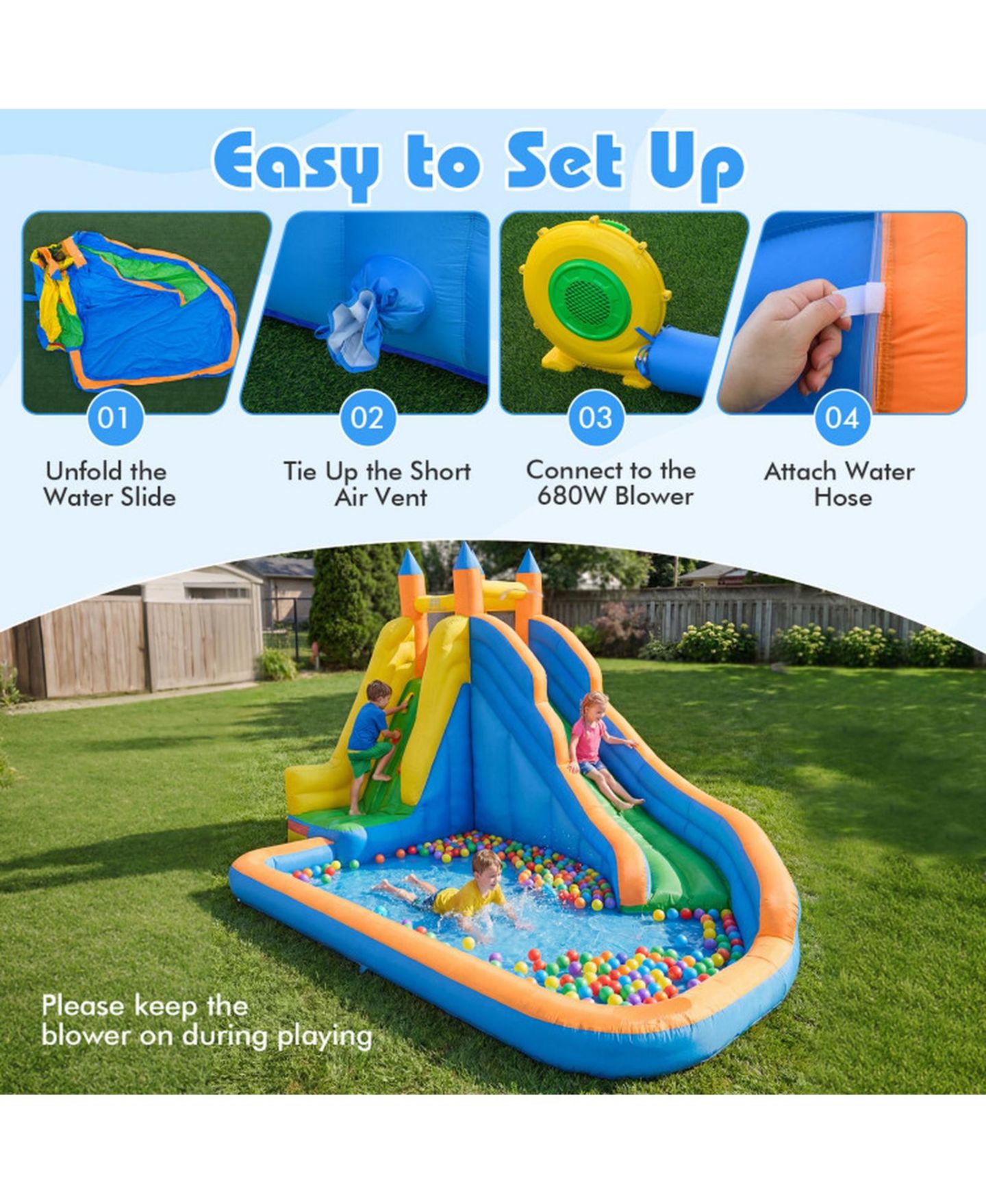 Детская игрушка SUGIFT 3-in-1 Inflatable Water Slide with Climbing Wall, 157.5"L x 121.5"W x 96.5"H, Ages 3-10, цвет: Open Miscellaneous — фото 7
