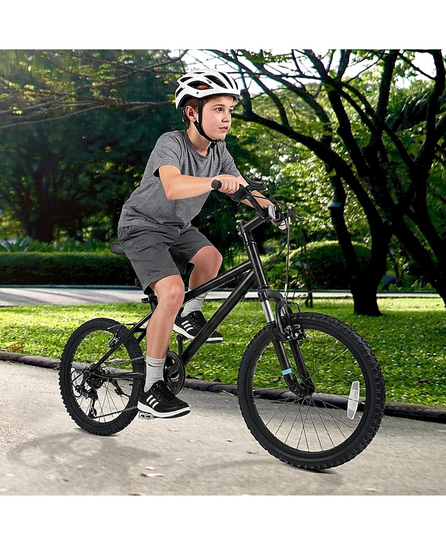 Детская игрушка SUGIFT 20" Kids' Mountain Bike with 6-Speed and Front Suspension Fork, Ages 8+, цвет: Чёрный — фото 2
