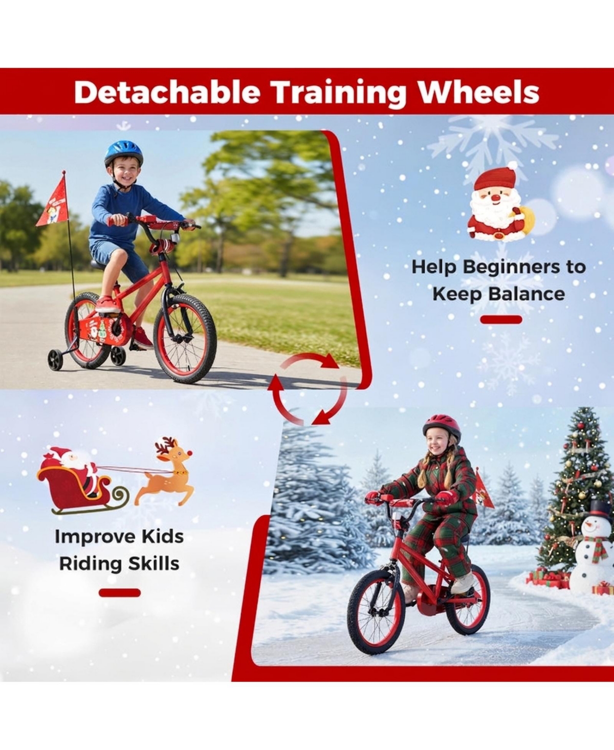 Sugift 16 in Kids Bike Adjustable with Music and Flag for Ages 4-7 Years Old