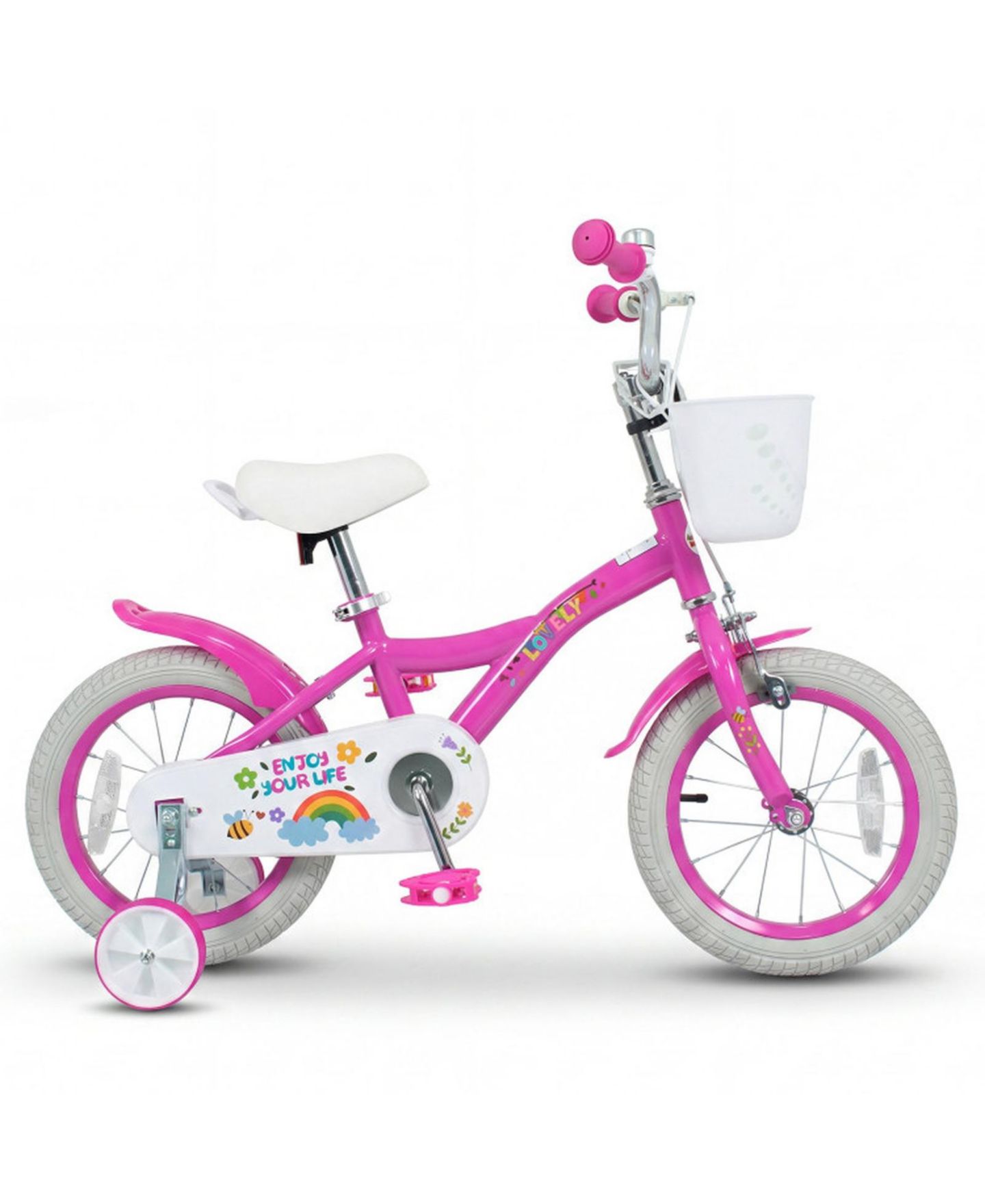 Детская игрушка SUGIFT 14-Inch Adjustable Girls Bike with Dual Brake System and Training Wheels, Ages 3-5, цвет: Розовый — фото 10