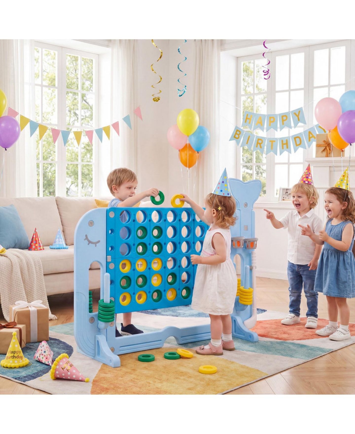 Детские игрушки SUGIFT 4-In-1 Jumbo 4-To-Score Game Set, Adjustable Height, Ages 3+, цвет: Синий — фото 9