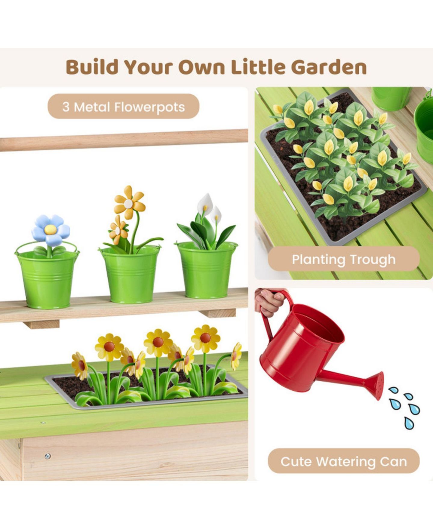 Детский игровой набор SUGIFT Wooden Garden Mud Kitchen 7-Piece Playset, Ages 3+, цвет: Натуральный — фото 7