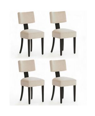 Dining Chairs Set of 2, Mid Century Upholstered Chairs with Linen Fabric, Modern Armless Kitchen Chairs with Brown Wood Legs for Living Room