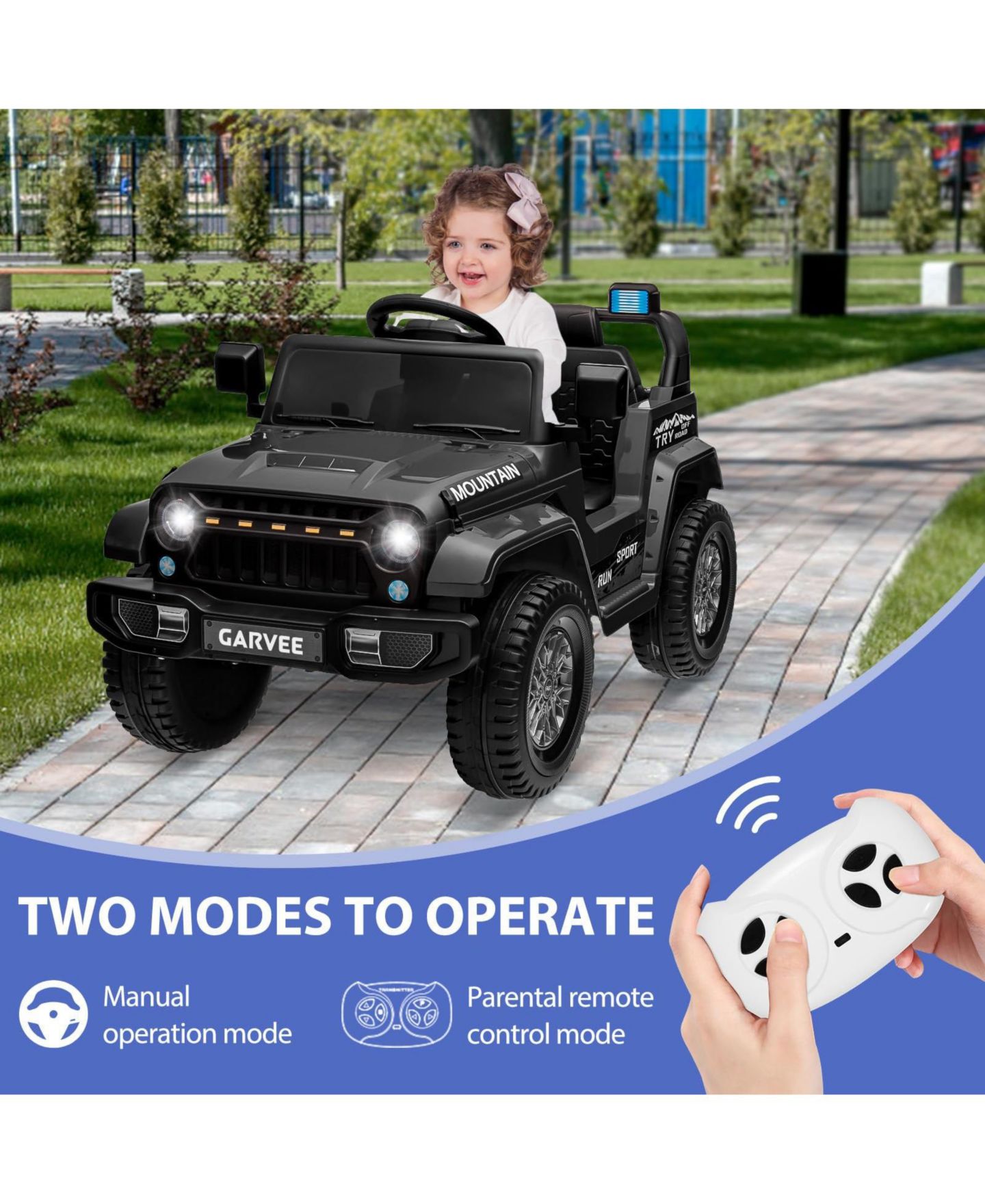 Детская игрушка homfan 12V Twin-Motor Remote-Control Rechargeable Ride-On Truck, 66 lbs Capacity, Ages 3–5, цвет: Чёрный — фото 6