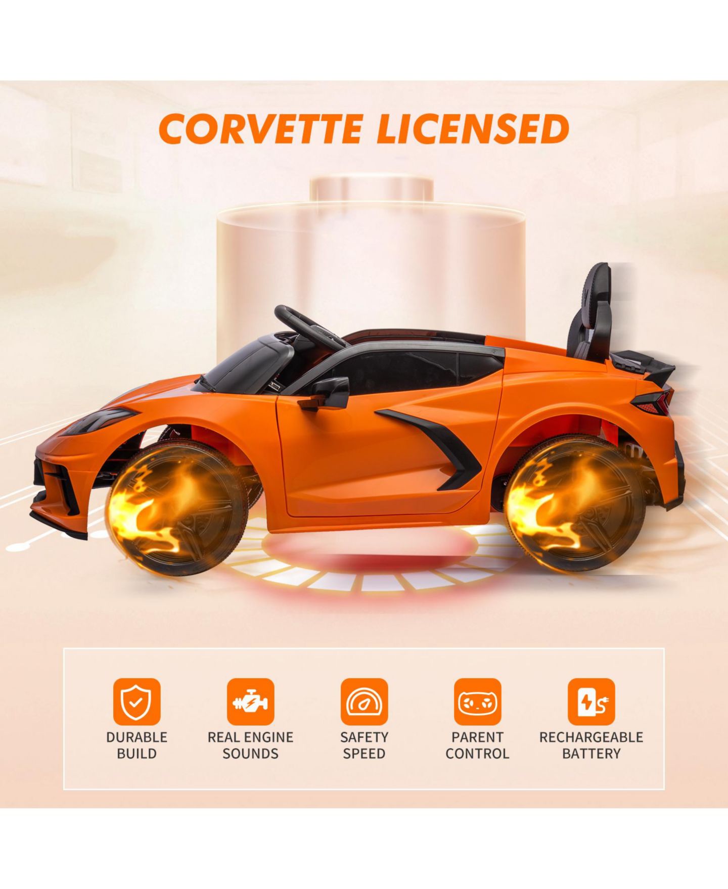 Детская игрушка homfan Sports Coupe 12v Remote Control Electric Ride-On Car, 66 lb. Capacity, Ages 3+ — фото 3