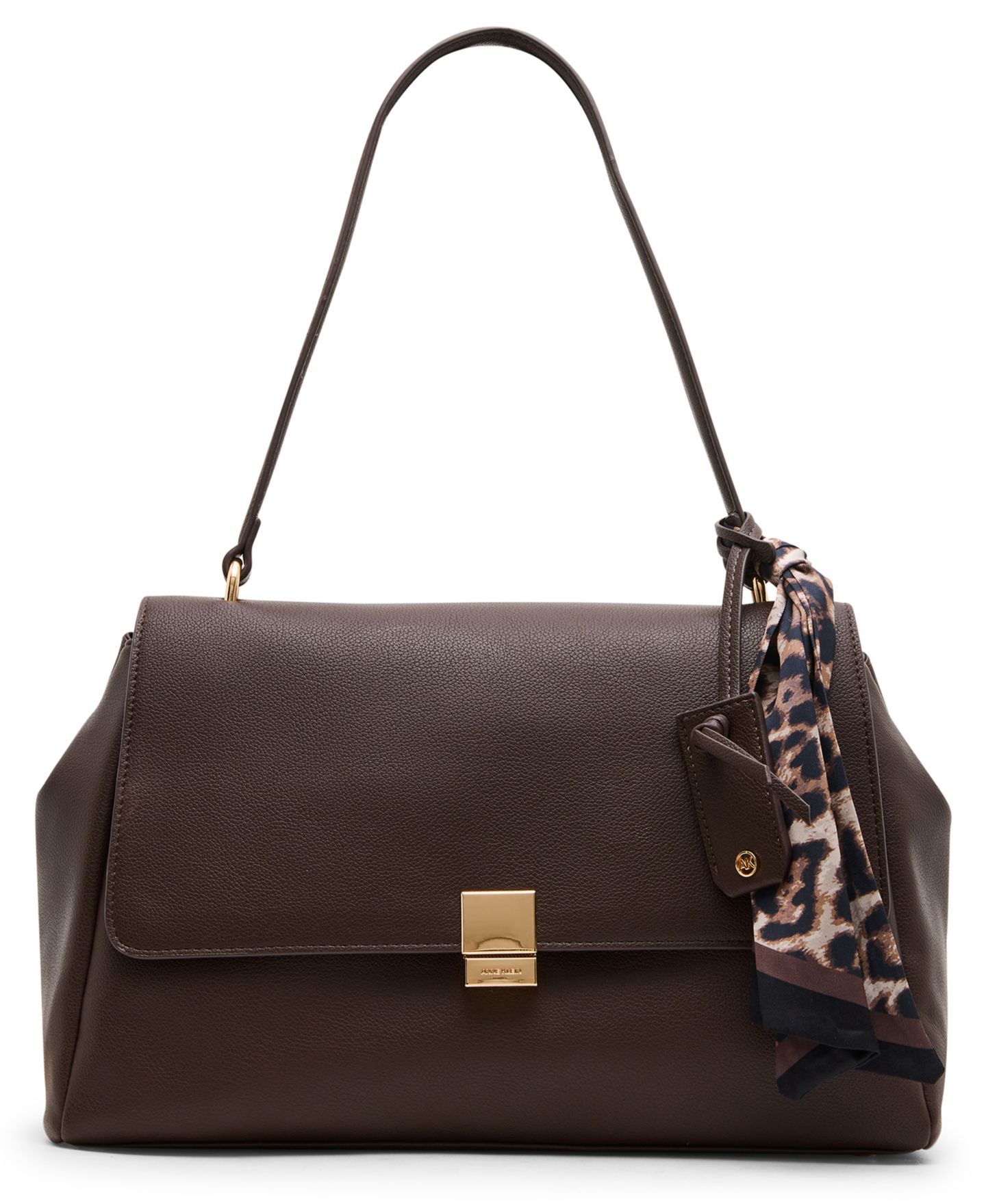 Женская сумка Anne Klein Flap with Scarf Medium Shoulder Handbag, цвет: Тёмно-коричневый — фото 1