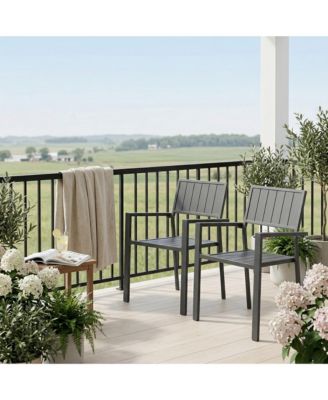 Set of 2 Heavy-Duty Metal Dining Side Chairs, 350LB Ergonomic Patio Chairs Indoor Outdoor