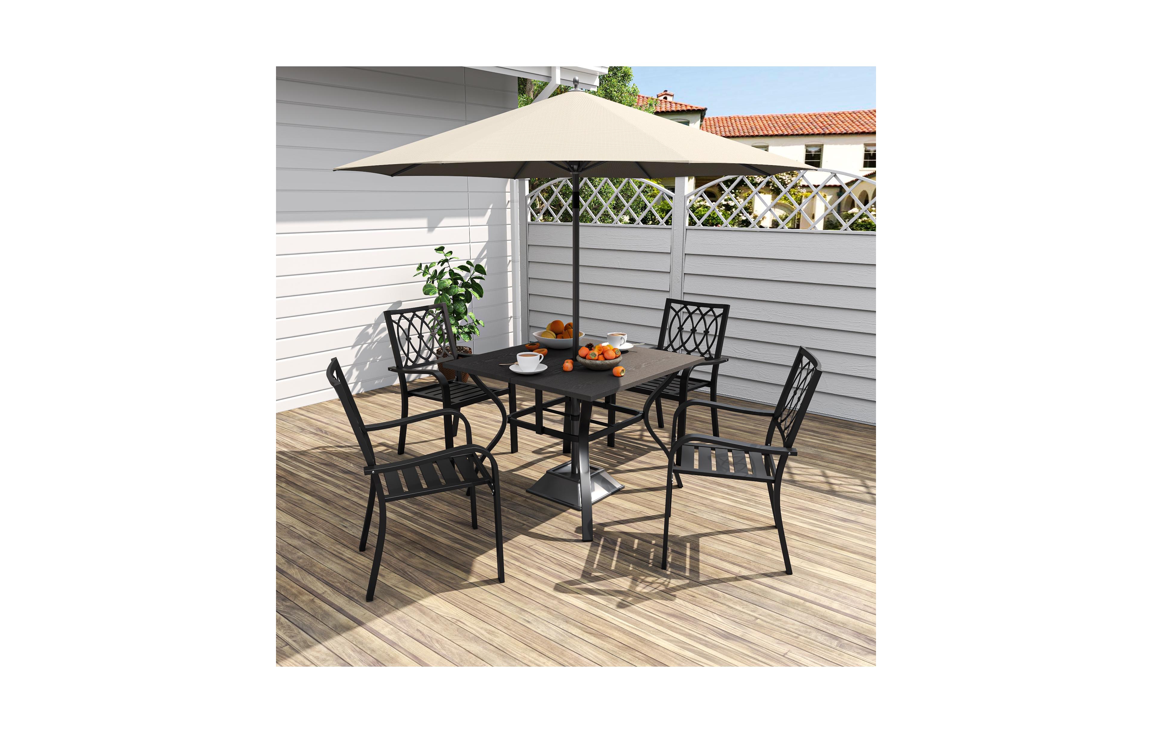 Clihome 4 Pack Stackable Metal Patio Chairs, 350LB Breathable Slatted Outdoor Chairs
