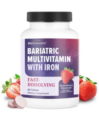 Bariatric Multivitamin with Iron Chewable Tablets, 60 Count, 30-Day Supply, Daily Multivitamin for Gastric Bypass Support