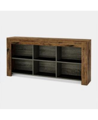 Rustic Wood Console Table with 6 Storage Cubes