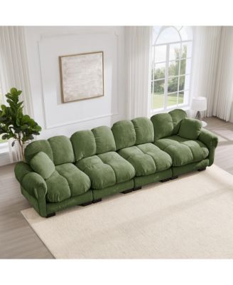 Chenille Cloud 4-Seater Sofa Exquisite Pillows and Quilted Back Cushions Soft Padded Armrests Deep Seat for Living Room