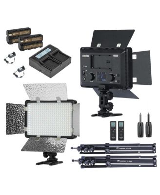 LF308BI 2-Light Variable Color LED Video Light with Flash Sync Kit