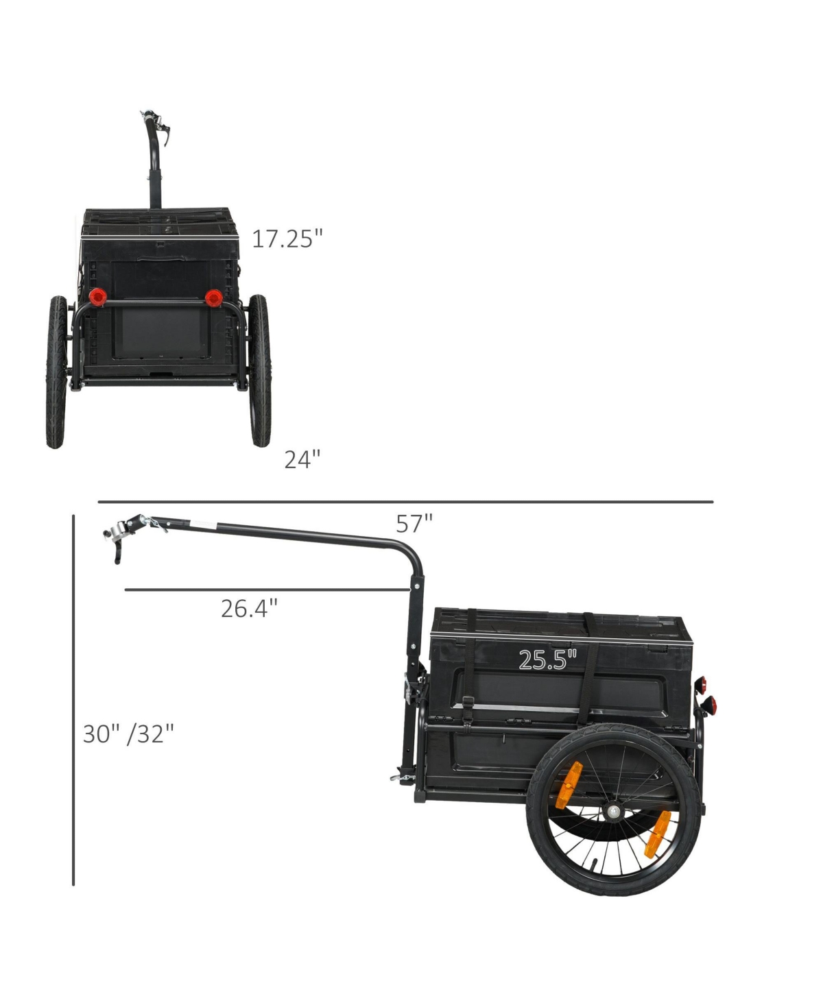 Mountaintop Trailer for Bike, Bicycle Cargo Trailer with Removable Storage Box, Galvanized Bottom
