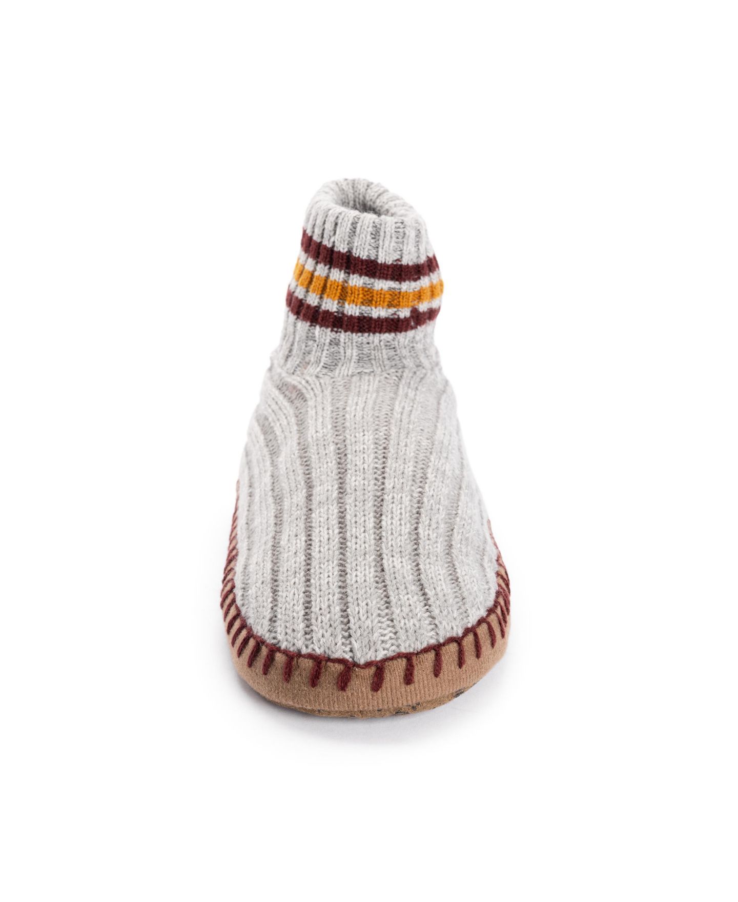 Мужские тапочки MUK LUKS Contrast Stripe Rib Cuff Bootie Slippers, цвет: Пепельный / Серый меланжевый — фото 5