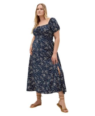 Plus Size Abbigail Print Short-Sleeve Floral Maxi Dress